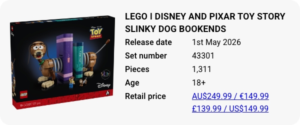 43301 LEGO ǀ Disney and Pixar Toy Story Slinky Dog Bookends W