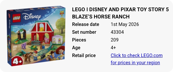 43304 LEGO ǀ Disney and Pixar Toy Story 5 Blaze’s Horse Ranch W