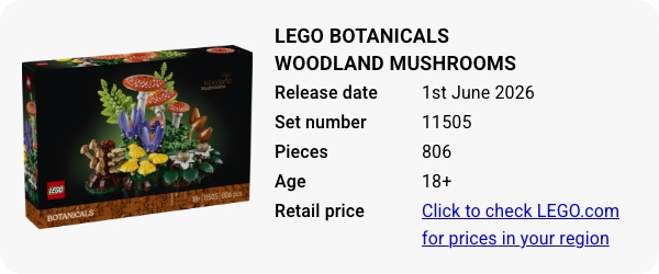 11505 LEGO Botanicals Woodland Mushrooms