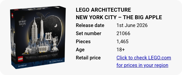 21066 LEGO Architecture New York City – The Big Apple