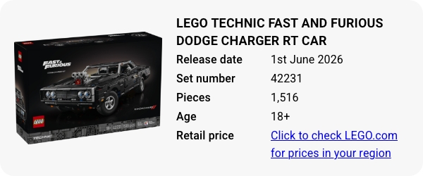 42231 LEGO Technic Fast and Furious Dodge Charger RT Car