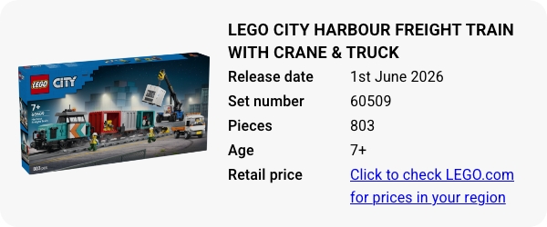 60509 LEGO City Harbour Freight Train with Crane & Truck