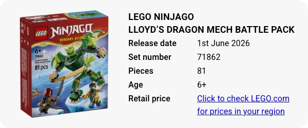 71862 LEGO NINJAGO Lloyd’s Dragon Mech Battle Pack