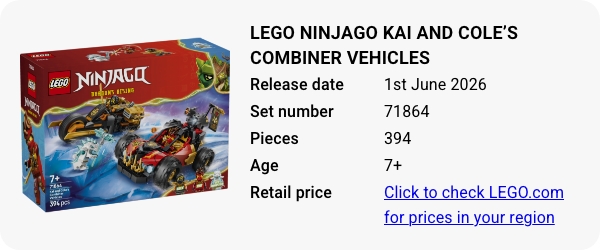 71864 LEGO NINJAGO Kai and Cole’s Combiner Vehicles