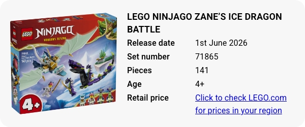 71865 LEGO NINJAGO Zane’s Ice Dragon Battle