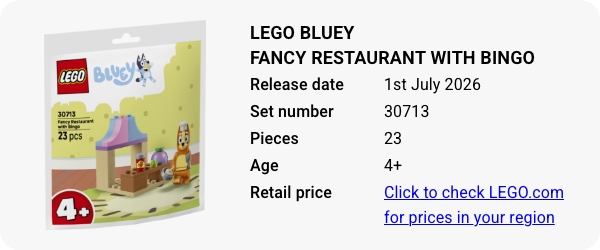 30713 LEGO Bluey Fancy Restaurant with Bingo