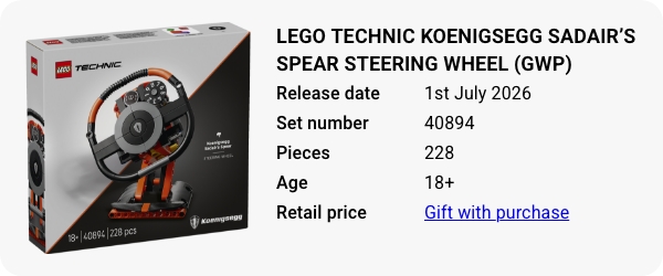 40894 LEGO Technic Koenigsegg Sadairโs Spear Steering Wheel GWP