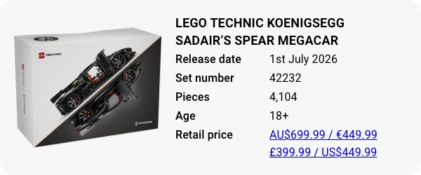 42232 LEGO Technic Koenigsegg Sadairโs Spear Megacar