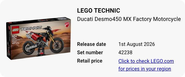 42238 LEGO Technic Ducati Desmo450 MX Factory Motorcycle