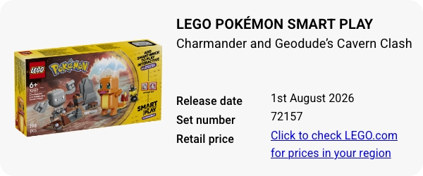 72157 LEGO Pokémon SMART Play- Charmander and Geodude’s Cavern Clash