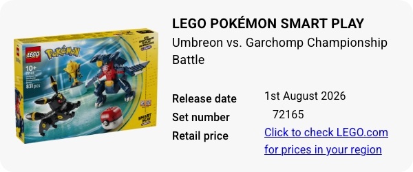 72165 LEGO Pokémon SMART Play- Umbreon vs. Garchomp Championship Battle