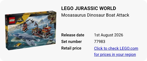 77983 LEGO Jurassic World Mosasaurus Dinosaur Boat Attack
