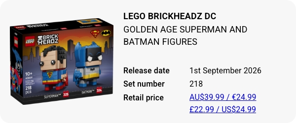 40859 LEGO BrickHeadz DC Golden Age Superman and Batman Figures W